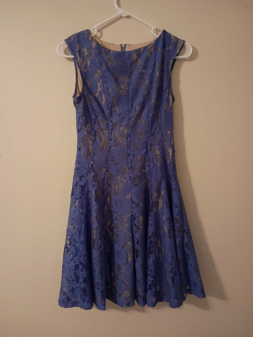 Danny & Nicole Royal Blue Lace Dress with Gold Accents